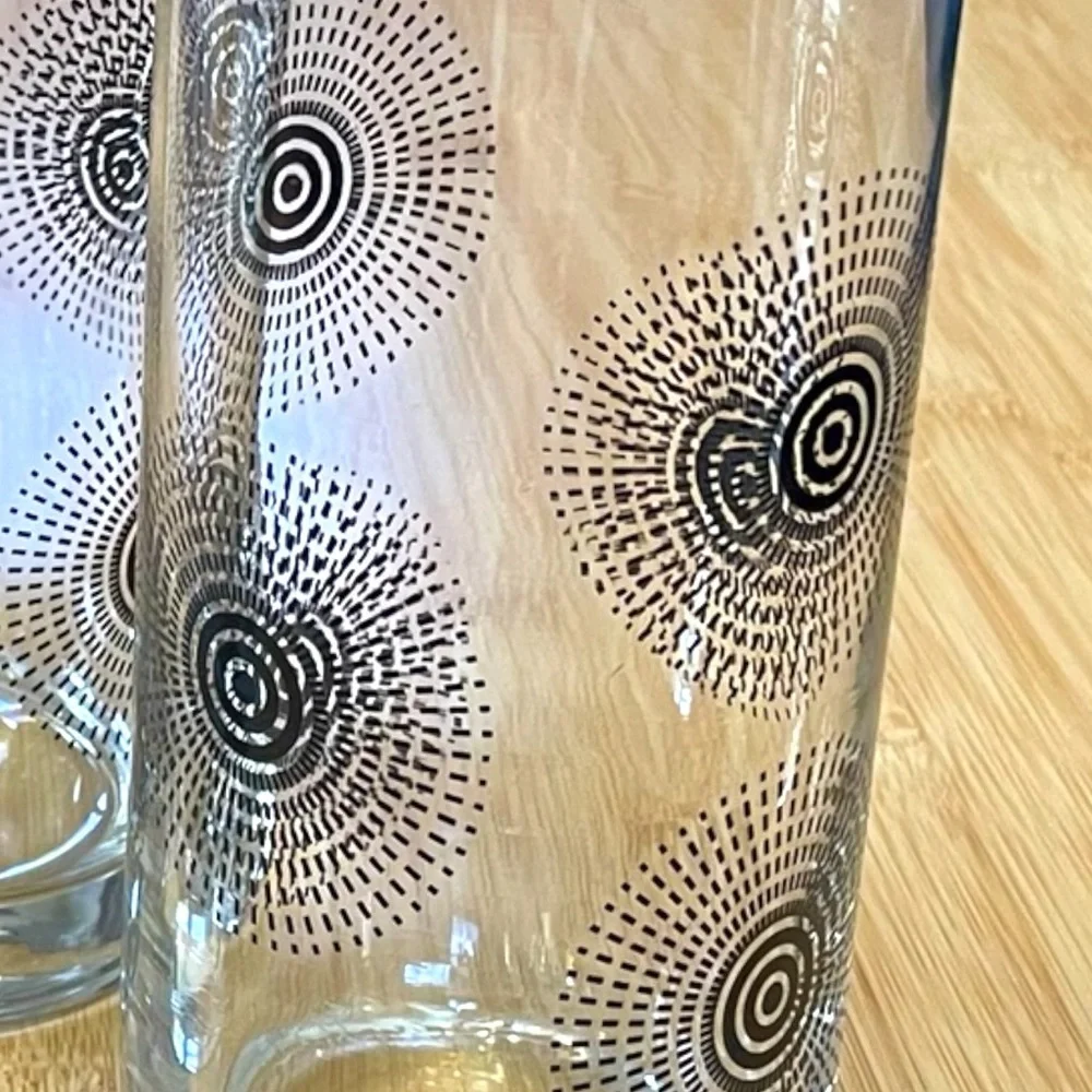 Libby Cresa MCM Tumblers, set of 3, black dash spiral patterns